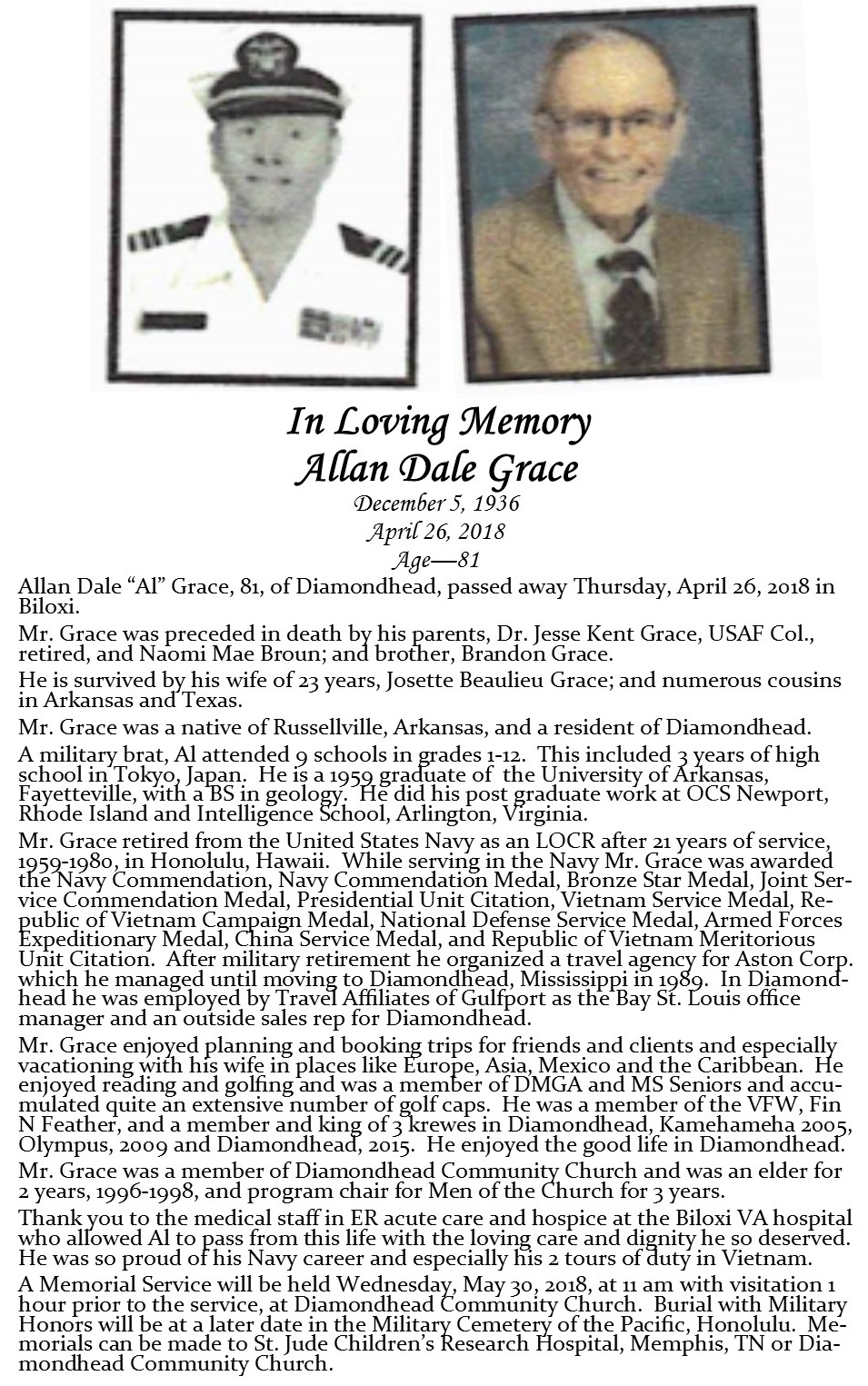 Allan Dale Grace Obituary