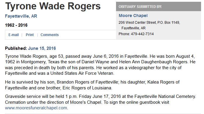 Tyrone Rogers Obituary