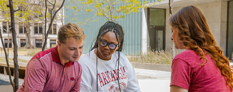 Ambassadors talk with a future student