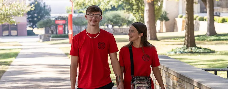 Student walking on campus