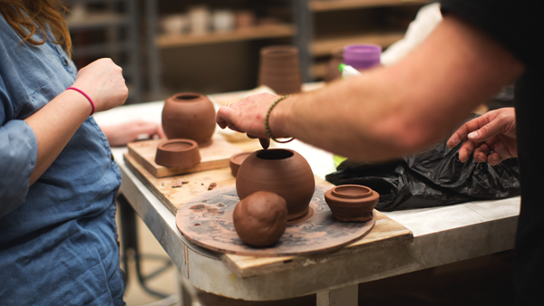 Ceramics students collaborating