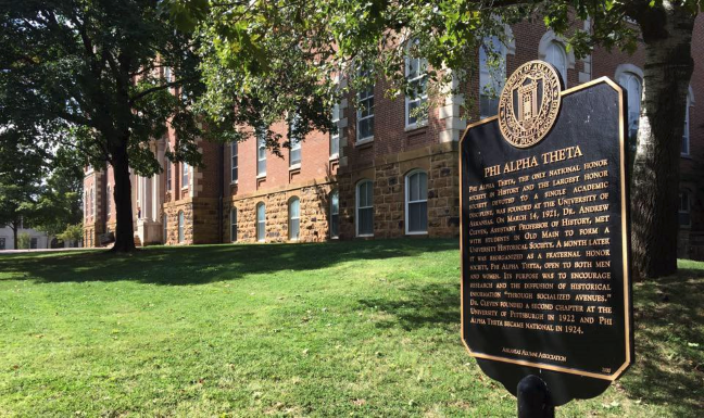 Phi alpha theta plaque on Old Main Lawn