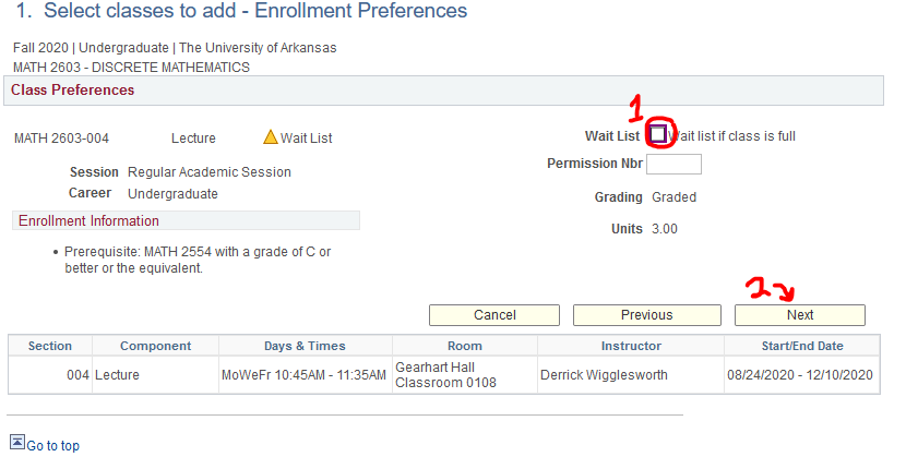 View of Student Enrollment - Waitlisting