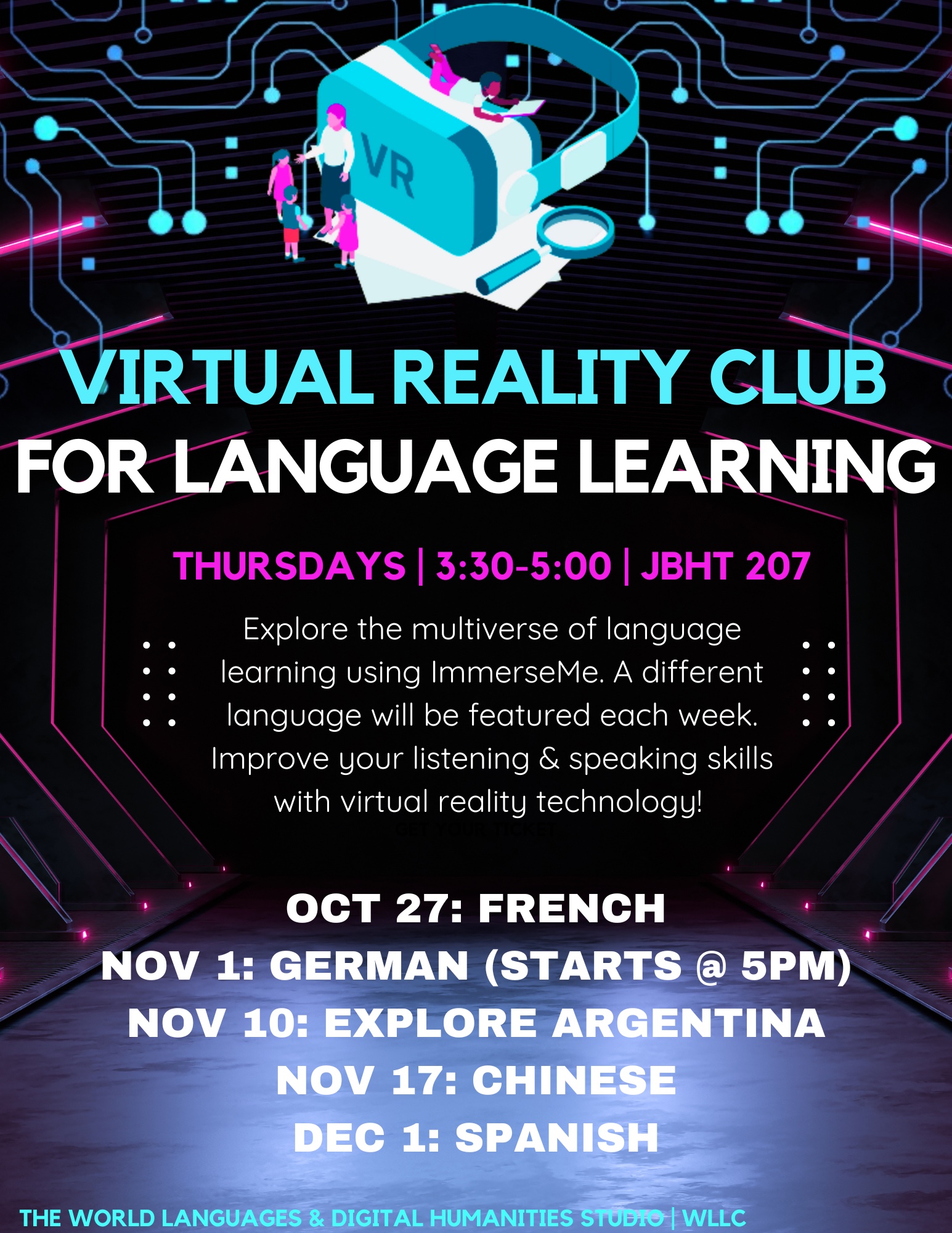 VR Club for Language Learning, Thursdays, 3:30-5:00 PM