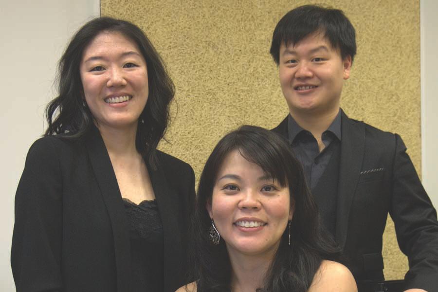Er-Gene Kahng (left), Tomoko Kashiwagi (center), Dominic Na (right)